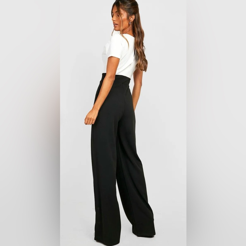 Boohoo contrast wide leg jumpsuit